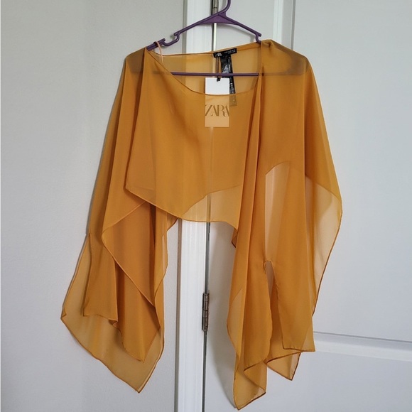 Zara ASYMMETRIC CHIFFON CAPE - Picture 2 of 5